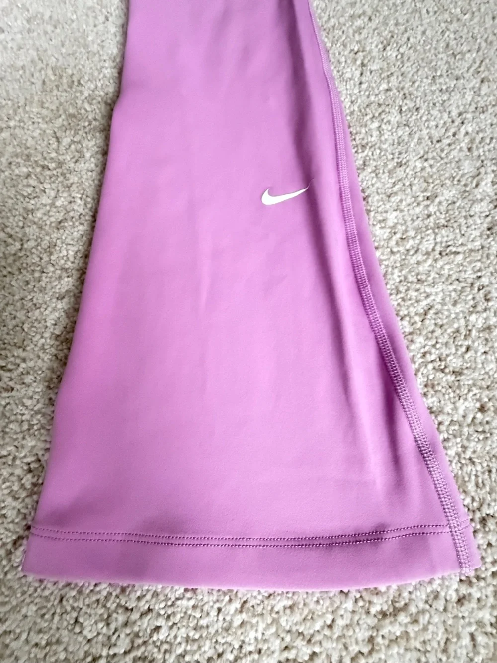 Nike Girls' Pink Flare Leggings with Swoosh Medium